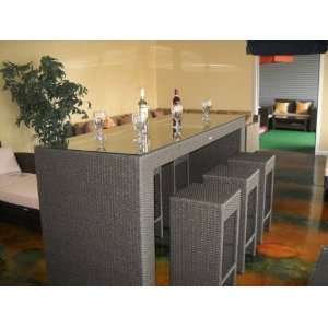  7pcs Rattan Table Bar with glass top