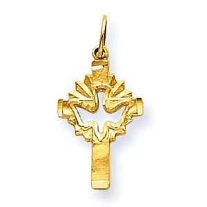  14k Yellow Gold Holy Spirt Cross Jewelry