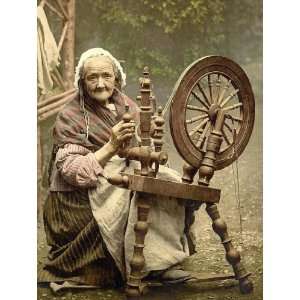  Vintage Travel Poster   Irish spinner and spinning wheel 