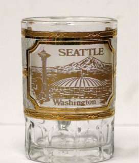  Gold Etched Mini Mug Shot Glass Seattle Souvenir Space Needle  