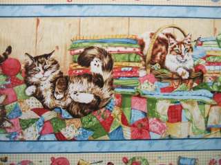   Purrfection Kitty Cat Stripe South Seas Fabric 745181257255  