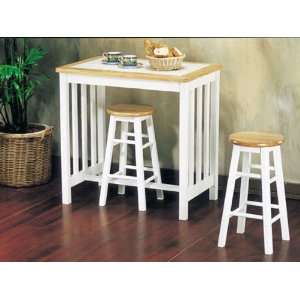 pc Mission Style Tile Top Breakfast Set in Natural/white Finish ACS 