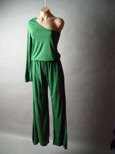 ONE SHOULDER Sophisticated Wide Leg Lounge Pant Jersey Knit Playsuit 