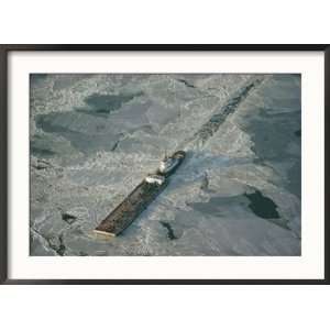  Tugboat Pushing Barge Through Winter Ice on the Chesapeake 