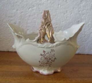 Antique hand painted European china basket vase  