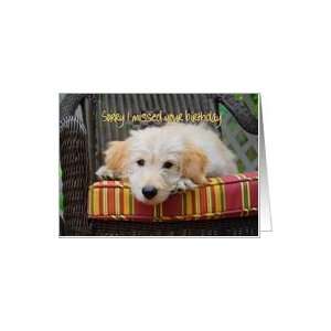  Golden Doodle Dog    Sorry I Missed Your Birthday Card 