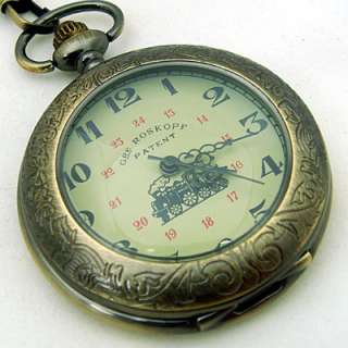 BRONZE CARVED CASE MAGNIFIER HAND WINDING POCKET WATCH  