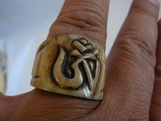   Tibetan bone ring, fine quality hand crafted with Tibetan Om symbol