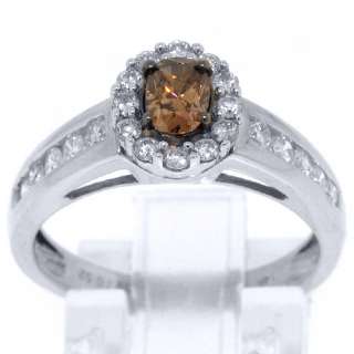   CHOCOLATE BROWN CHAMPAGNE DIAMOND ENGAGEMENT PROMISE RING OVAL SHAPE