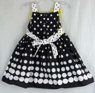 NWT~GIRLS~RARE TOO~BOUTIQUE~EASTER~PARTY~BLACK/WHITE POLKA DOTS DOTS 