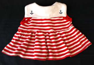 vtg baby girl 2 pc striped SAILOR OUTFIT top 6 9 month  