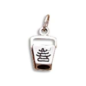  11x7mm (C) Chinese Take Out Box Charm .925 Sterling Silver 