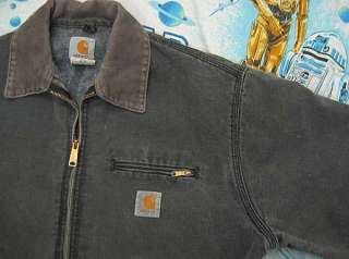 Carhartt GRAY CANVAS Blanket Lined JACKET 48 work faded distressed 