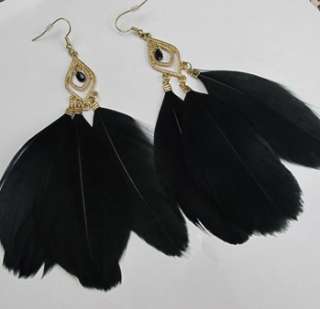 NEW Bohemia Womens Vintage Faux Feather Drop Earrings 4 Colours Pick 
