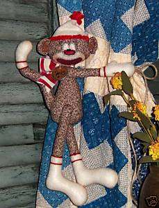 Primitive Rag Sock Funky Monkey Ornie Doll Pattern #518  