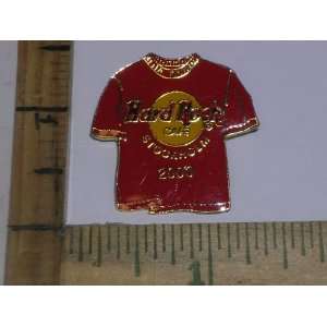  2000 Stockholm Hard Rock Cafe Shirt Pin, Red Tee, T shirt 