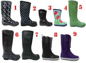   Wellington Wellies Flat Heel Festival Rain Snow Womens Boots Uk Sizes