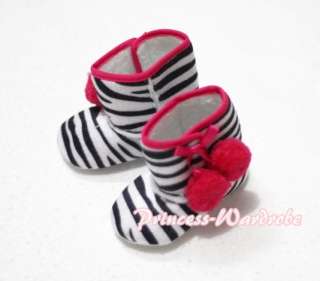 Zebra Printing with Various Cherry Newborn Baby Infant Crib Shoes Boot 