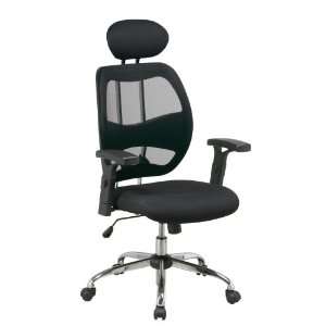 Office Star Screen Back and Mesh Seat Chair with Headrest and Chrome 