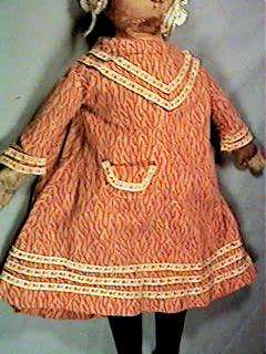 17 Cloth or Rag Doll Oil Painted Face Early Dress  