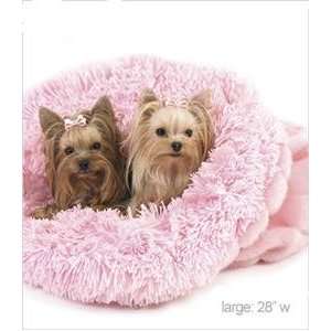  Shag Cuddle Cup Bed for Dogs by Susan Lanci   Pink   Large 