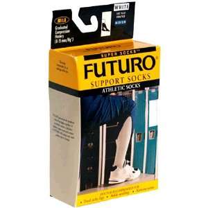 Futuro Support Socks Athletic Socks, Medium, White, Mild, Reinforced 