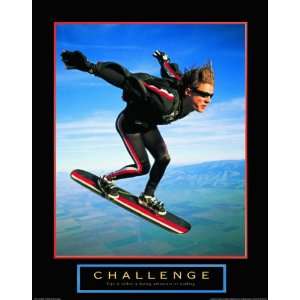 Challenge Skysurfing Motivational Skydiving Poster Print  