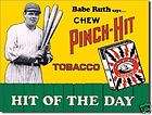 vintage retro tin sign babe ruth pinch hit tobacco returns