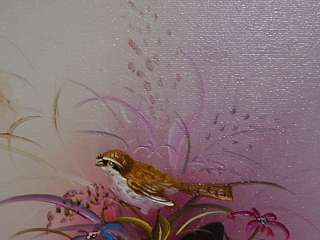 Lovely Little Oil Painting of Bird In Flowers  