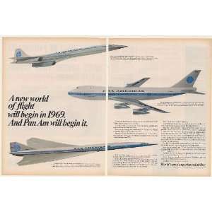 1967 Pan Am Airlines New World of Flight Begin 1969 Concorde 747 SST 2 