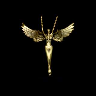 NWT Winged Angel Man Women Simple Pendant Necklace Gold 35  