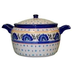   Polish Pottery Covered Casserole, Club med pattern
