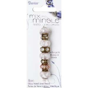  Darice Mix and Mingle Bronze Metal Lined Beads, Pink Arts 