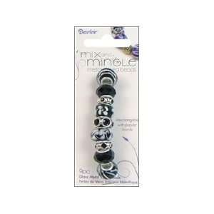  Darice Mix and Mingle Glass Lined Metal Beads, Black Mix 