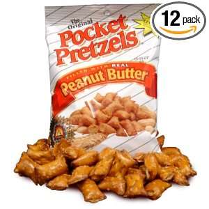 Pocket Pretzels filled with Peanut Butter, 6 Ounce Packages (Pack of 