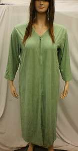 Silhouettes Womens Waffle Terry Zip Robe Sage 5X #332L 259515  