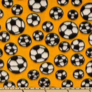  60 Wide Sports Fleece Soccer Balls Yellow Fabric By The 