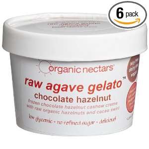 Organic Nectars Raw Agave Gelato, Chocolate Hazelnut, 8 Ounce Cups 