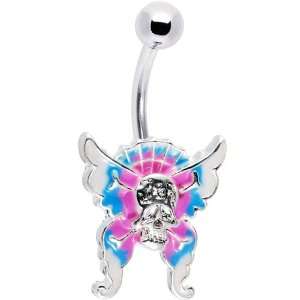  Skull Surrender Multi Color Butterfly Belly Ring Jewelry