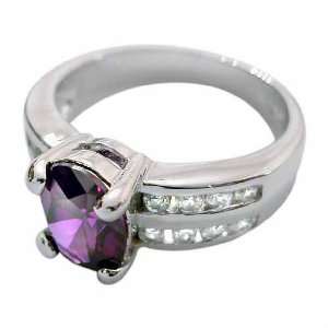   Oval Simulated Amethyst cz and Simulated Diamond CZ Ring Jewelry