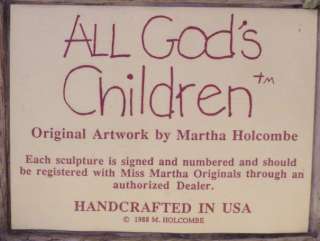 1988 Martha Holcombe All Gods Children Sales Plaque  