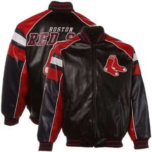   Red Sox Black Varsity Full Zip Pleather Jacket