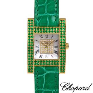 New CHOPARD Made In Switzerland Swiss Movement Emerald 18K Gold Ladies 