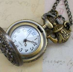 DRINK ME tea Watch necklace pendant Alice in Wonderland  