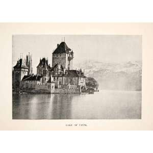  1897 Print Oberhofen am Thunersee Thun Lake Castle 