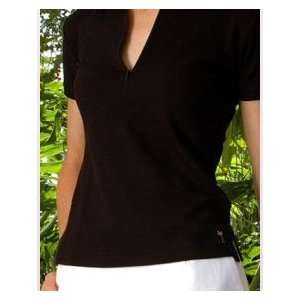  Golftini Womens Short Sleeve Black Golf Polo Shirt 