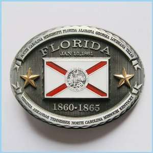  Florida Confederate Rebel State Flag Belt Buckle FG 010 