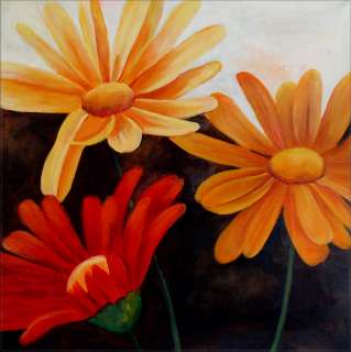 Red and Yellow Daisies, Ex. Large Modern Hand Painted Oil Painting 30 