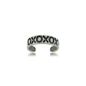    Sterling Silver Toe Ring XOXO Hugs & Kisses Adjustable Jewelry