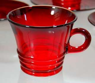 Lot 12 Imperial Ruby Glass Shaeffer Cup/Saucer Sets  